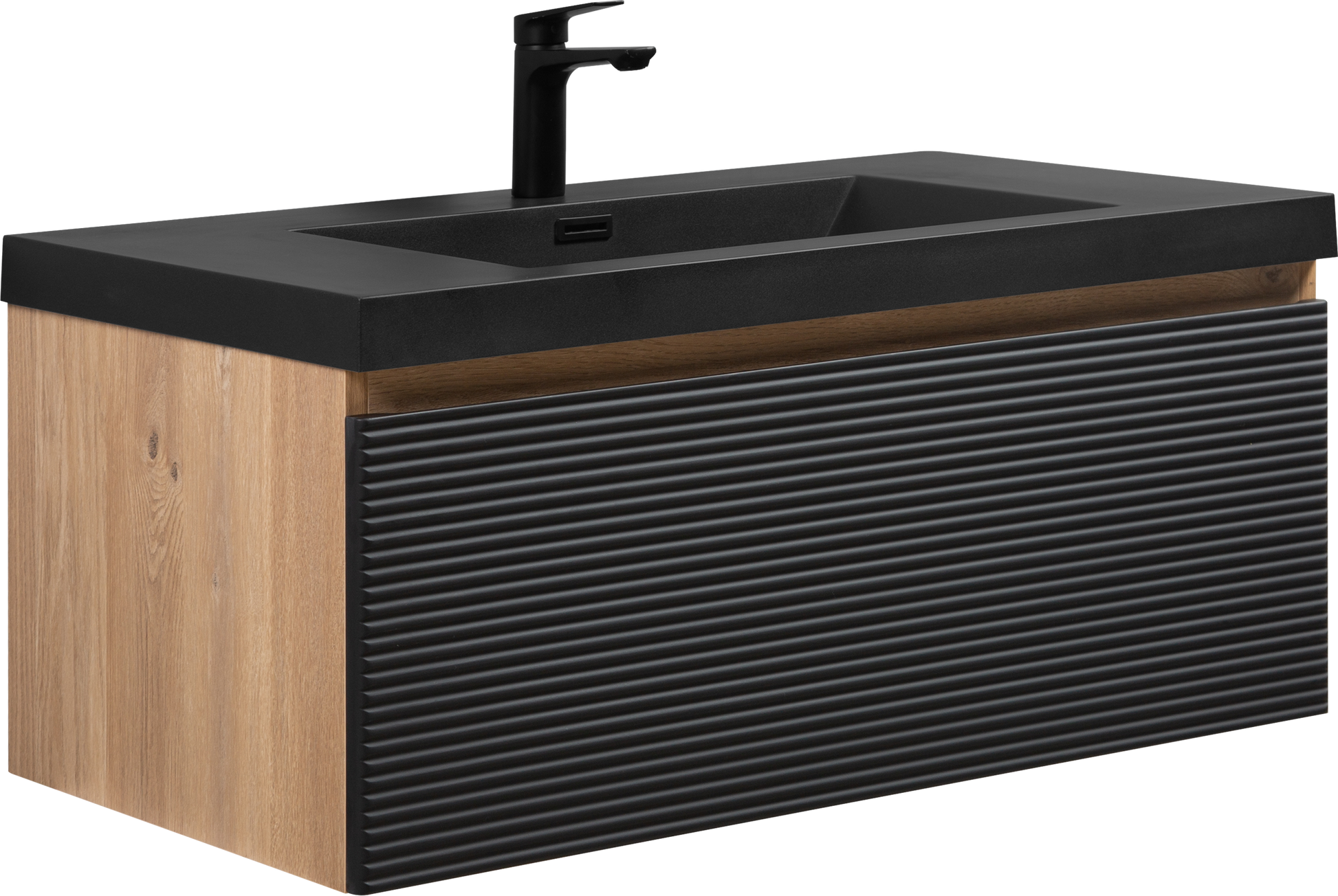 36" Floating Bathroom Vanity With Sink, Modern Wall Mounted Bathroom Storage Vanity Cabinet With Countertop And Soft Close Drawers, Ink Black Cruis 36 Black Wood