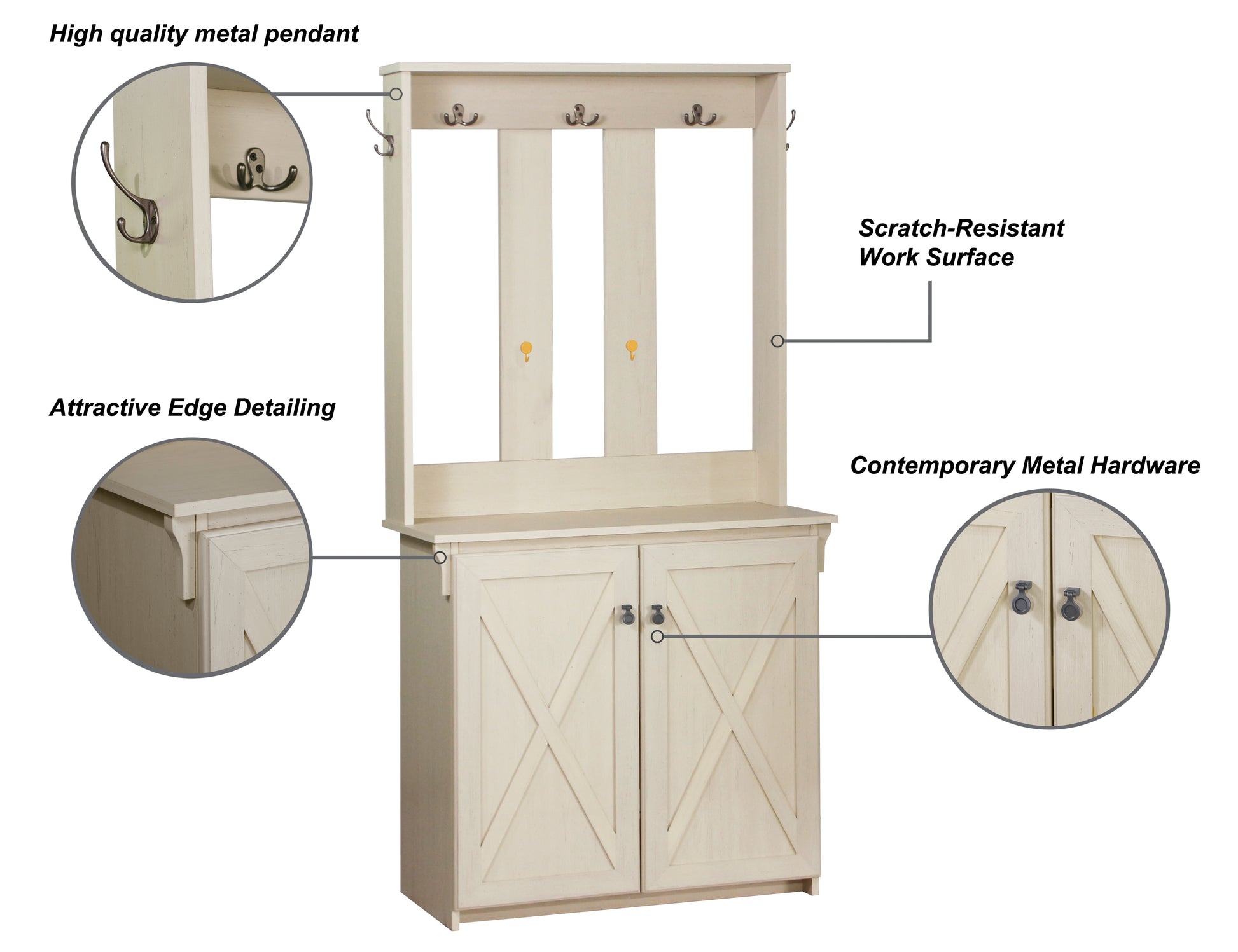 Hall Tree & Cabinet Timeless Antique White Hall Tree With Storage And Hooks Classic Entryway Organizer White Solid Wood