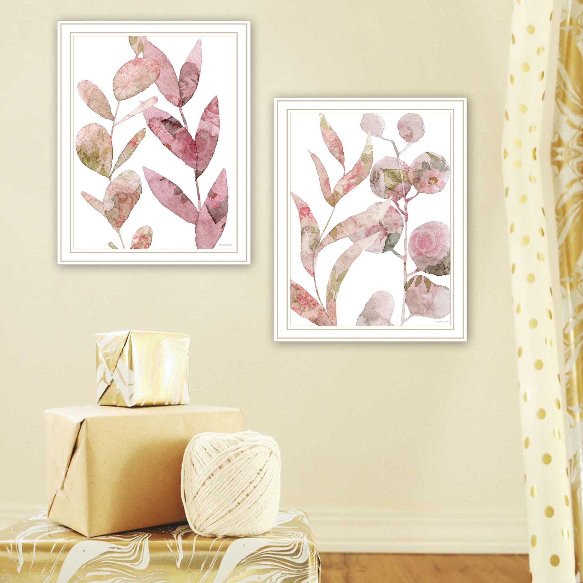 2 Piece Vignette Meadow Flora Botanicals I & Ii Framed Wall Art For Living Room, Abstract Wall Art Print For Home Decor, Bedroom Wall Art By Bluebird Multicolor Wood Paper