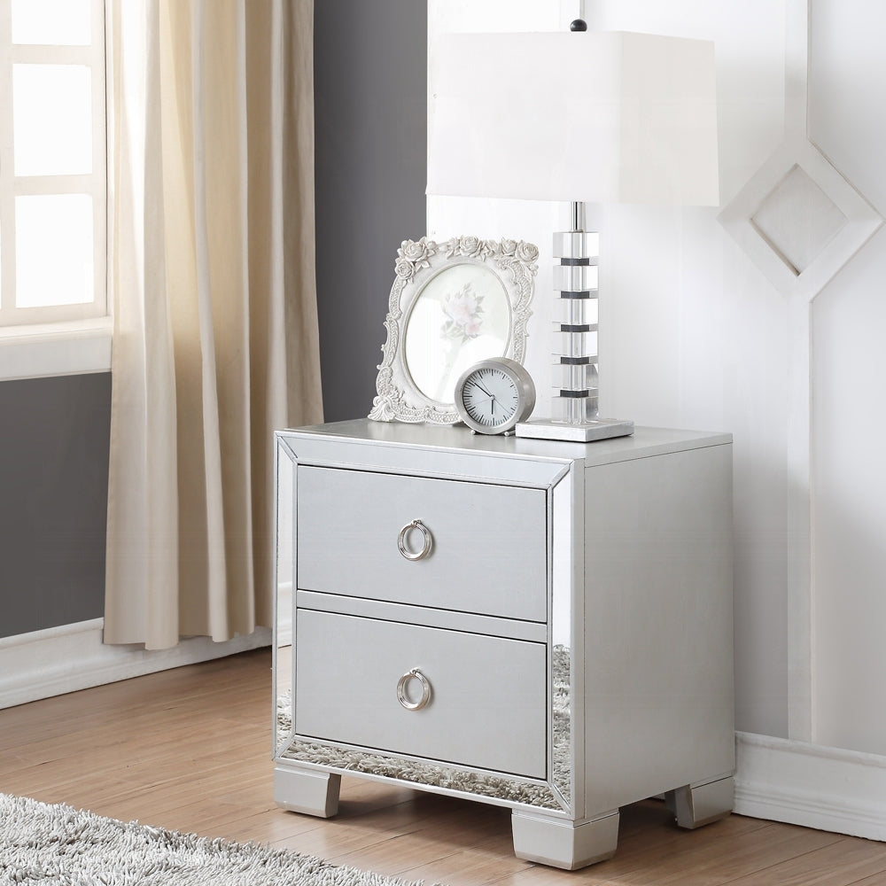 Platinum 2 Drawer Nightstand Grey 2 Drawers Bedroom Rectangle Drawers Mdf