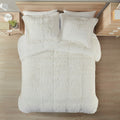 Shaggy Long Fur Comforter Mini Set Queen Ivory Polyester