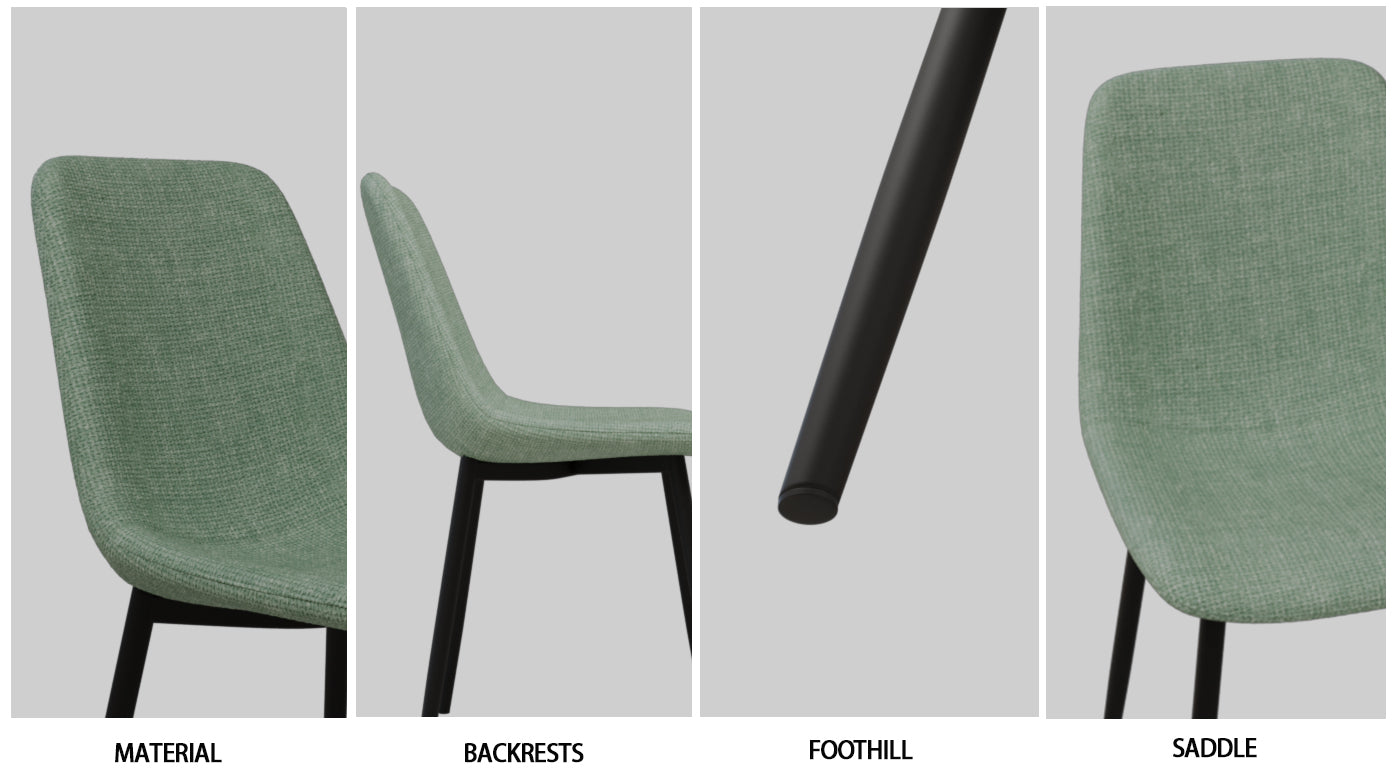 Mdf Natural Wood Dining Table And Modern Dining Chair 4 Piece Set, Medieval Wooden Kitchen Dining Table Set, Rectangular Metal Base, Dining Table And Suede Chair Brown Green Mdf