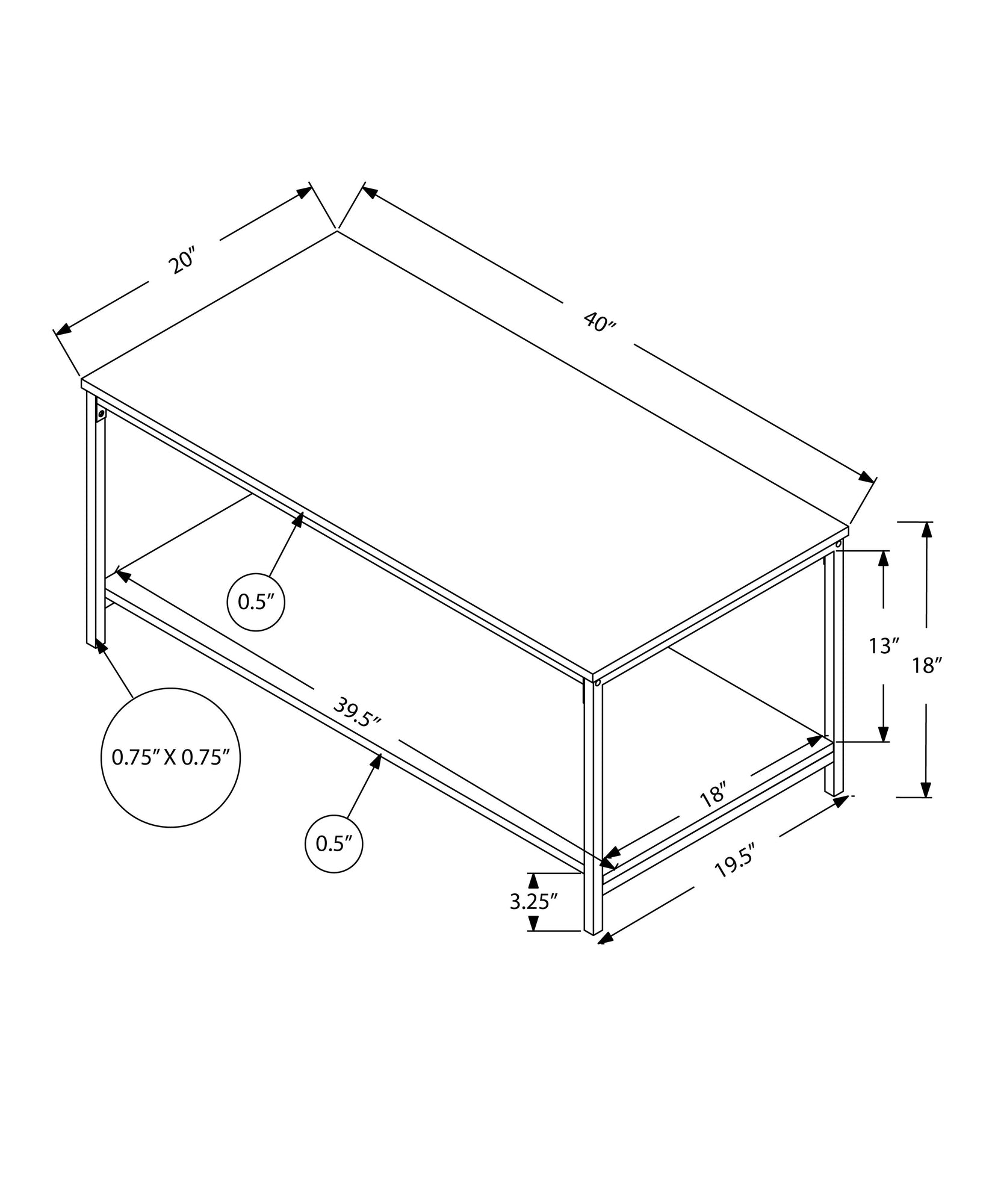 Coffee Table, Accent, Cocktail, Rectangular, Living Room, 40"L, White Laminate, Grey Metal, Contemporary, Modern White Mdf