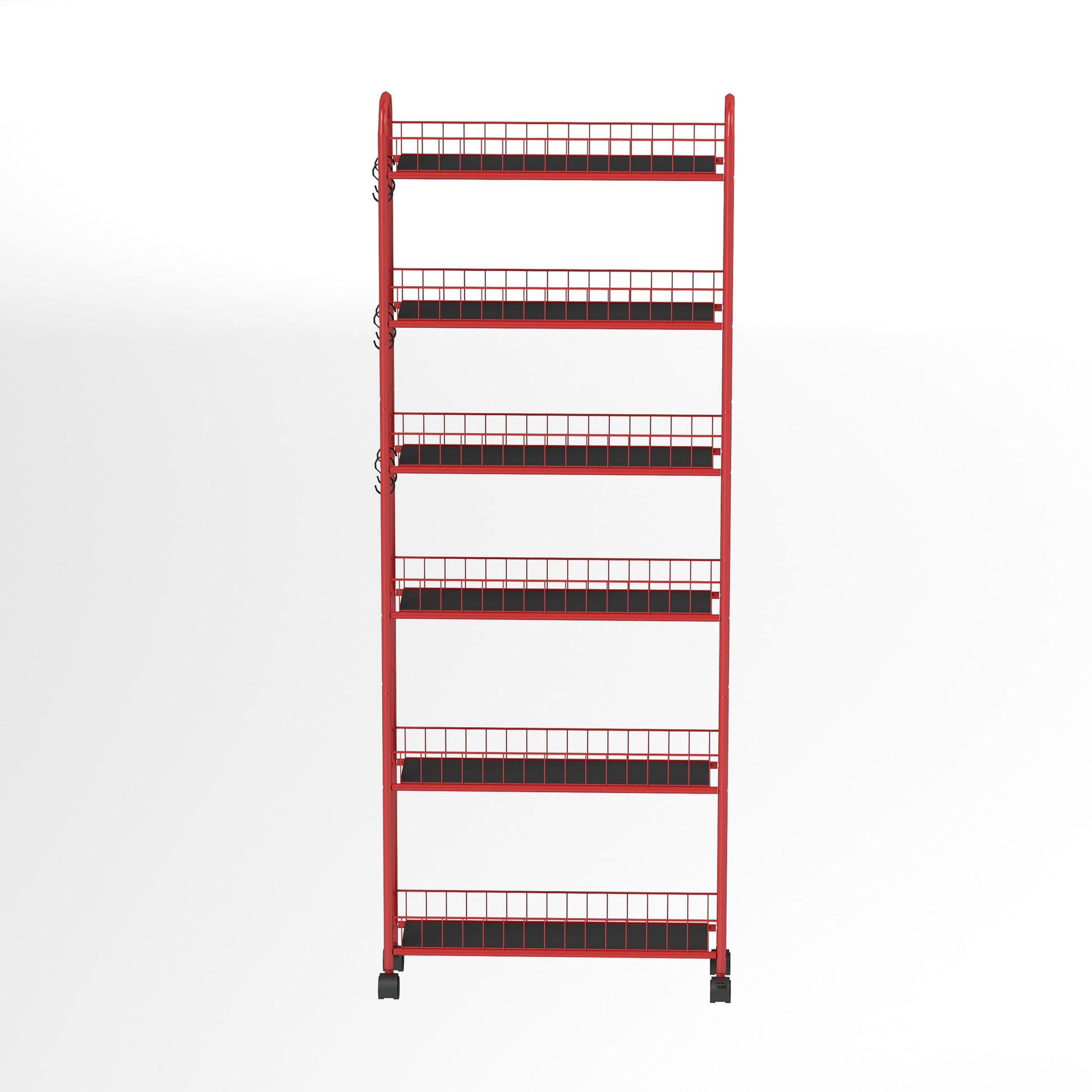 Red 6 Tier Rolling Cart Gap Kitchen Slim Slide Out Storage Tower Rack With Wheels,6 Baskets,Kitchen,Bathroom Laundry Narrow Piaces Utility Cart Red Kitchen American Design,American Traditional Metal