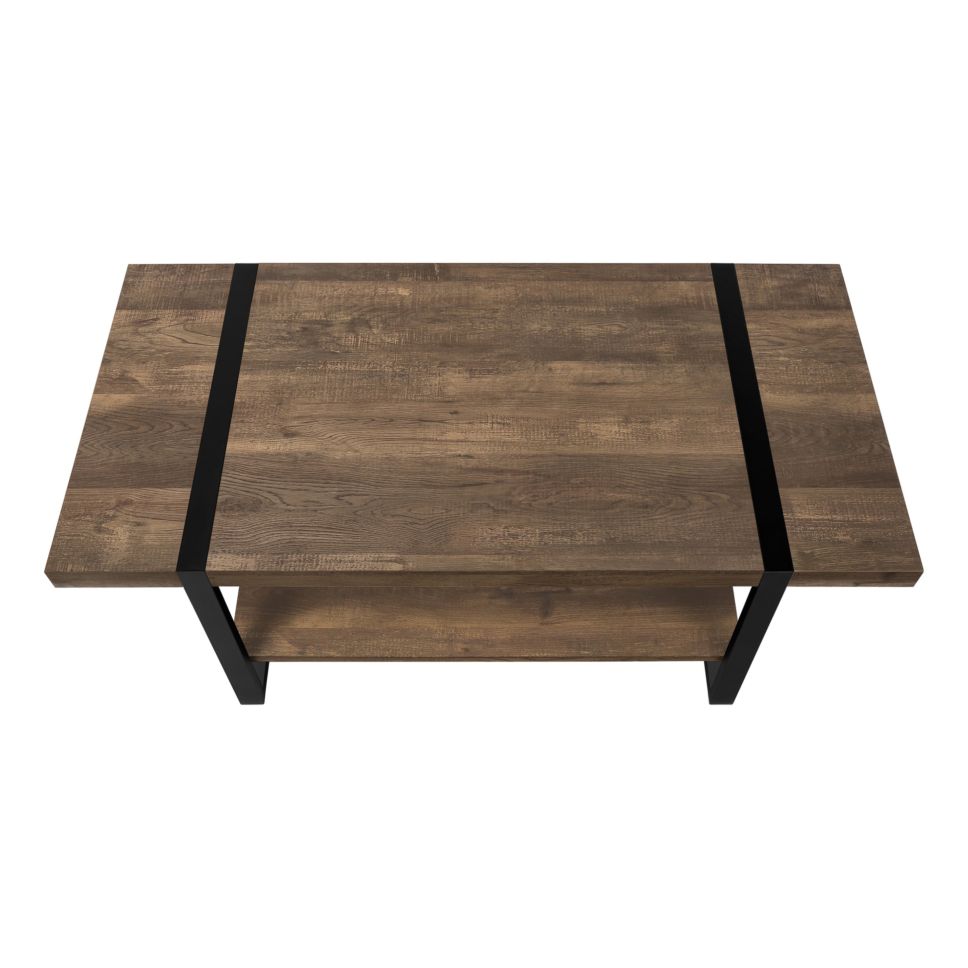 Coffee Table, Accent, Cocktail, Rectangular, Living Room, 48"L, Brown Laminate, Black Metal, Contemporary, Modern Brown Mdf