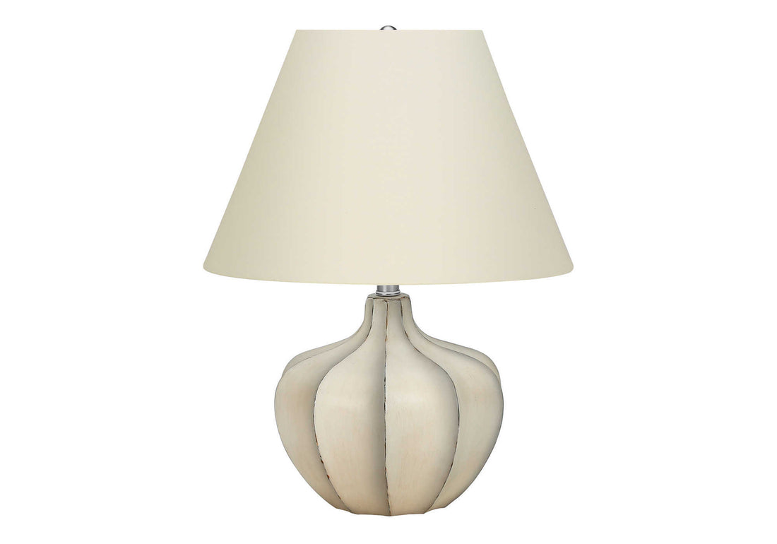 Lighting, 21"H, Table Lamp, Cream Resin, Ivory Cream Shade, Transitional Cream Polyresin