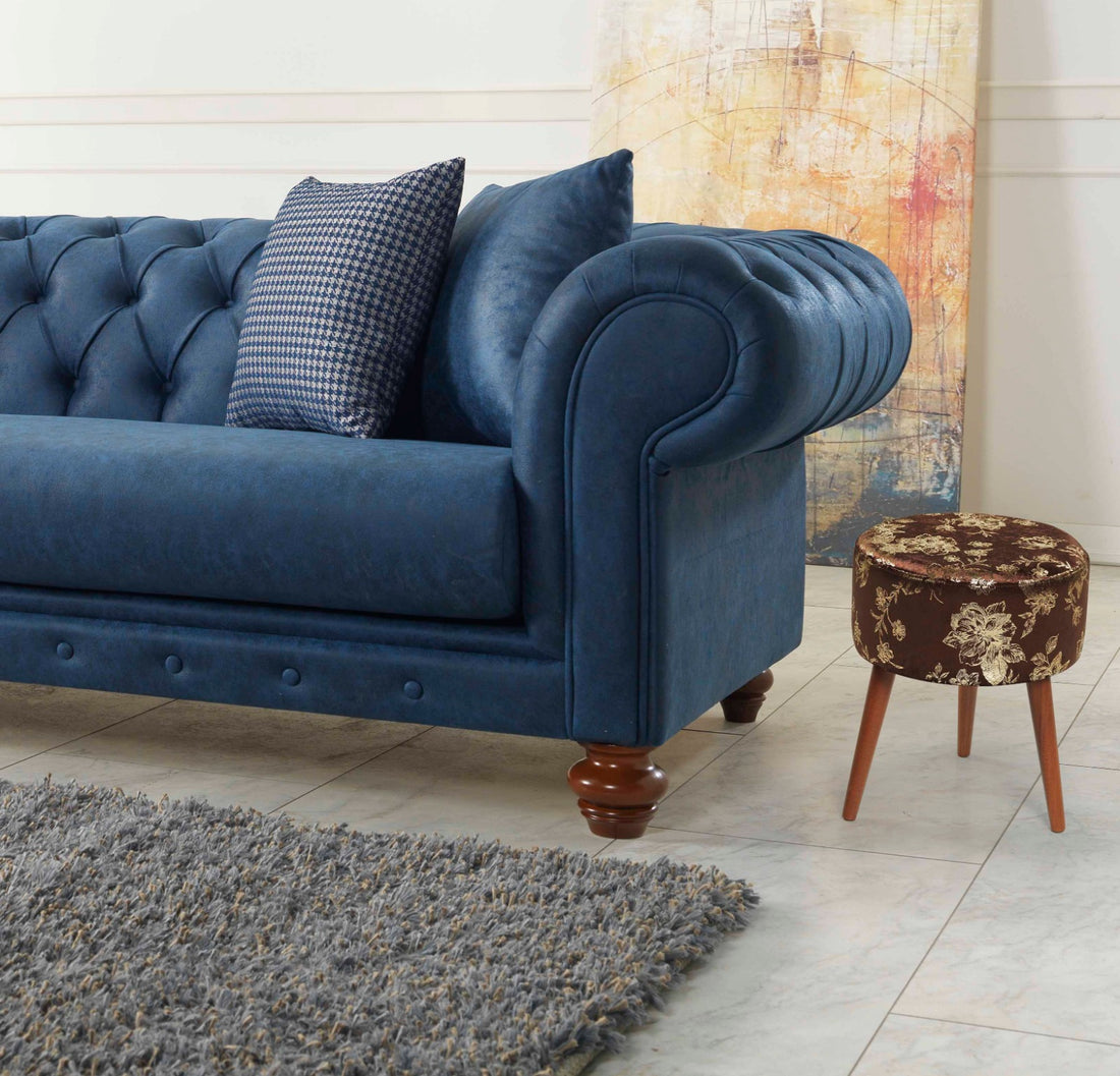 Flora Ottoman 101 Brown Brown Chenille Wood Chenille Brown Contemporary Oval Foam