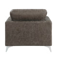 Brownish Gray Polished Microfiber Upholstery Elegant Modern Style Chair 1Pc Solid Wood Living Room Furniture Metal Legs Brown Primary Living Space Modern Solid Wood