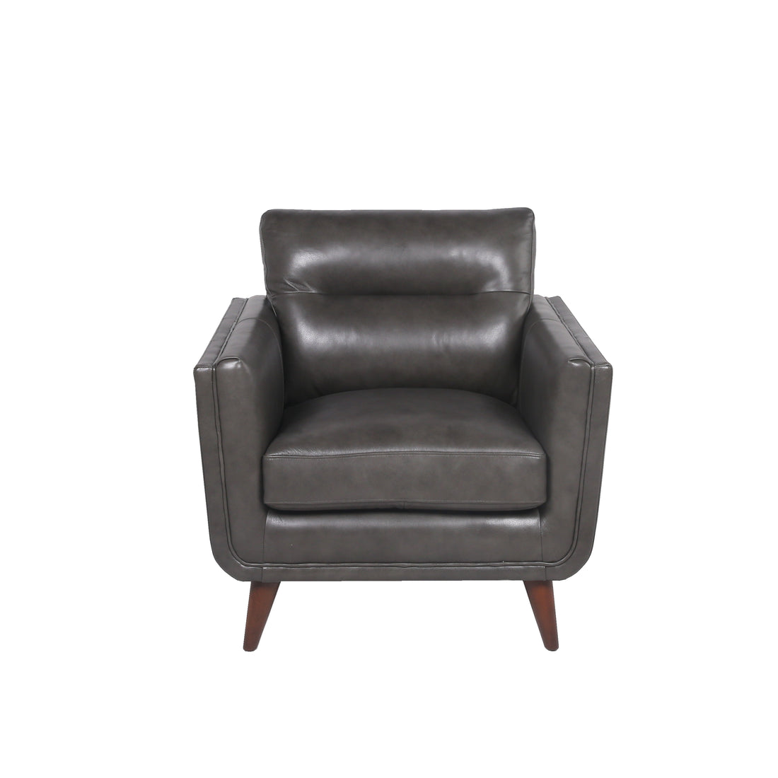 Mid Century Leather Chair Charcoal Grey Leather