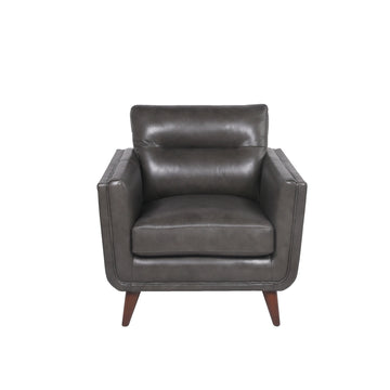 Mid Century Leather Chair Charcoal Grey Leather