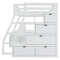 Full Size Loft Bed With 7 Drawers 2 Shelves And Desk White Full White Plywood