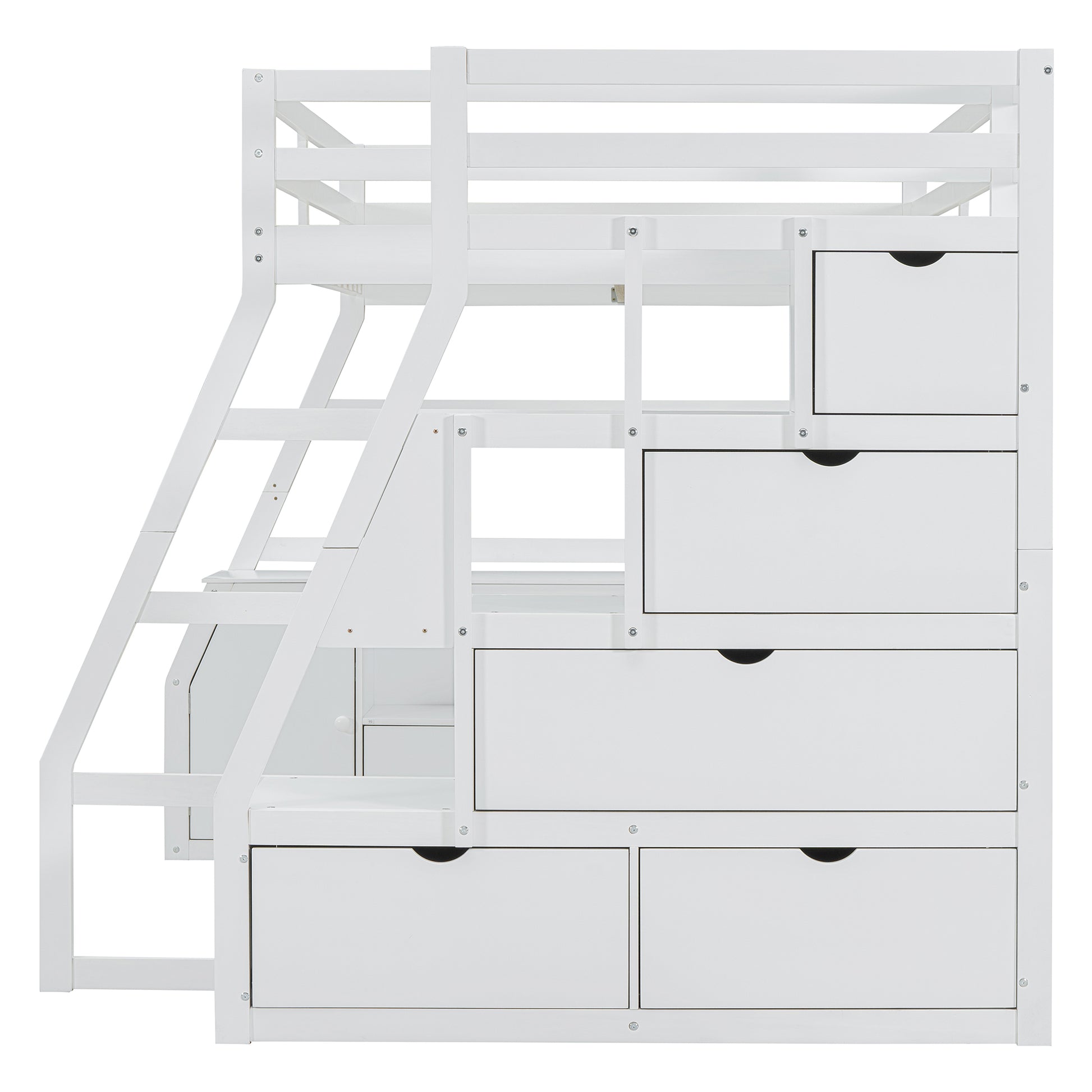 Full Size Loft Bed With 7 Drawers 2 Shelves And Desk White Full White Plywood