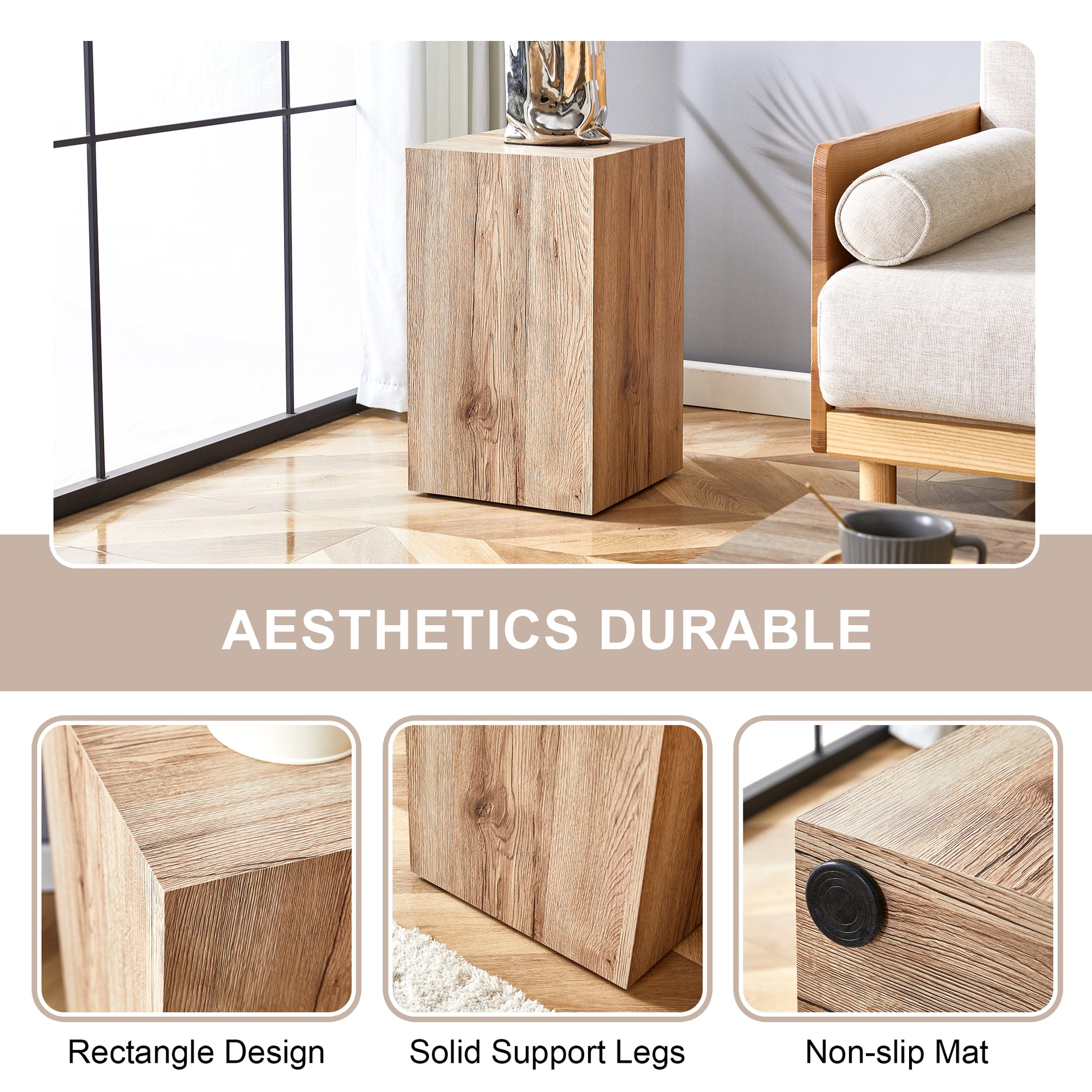 Elevate Your Living Space With This Modern Mdf Coffee Table That Showcases Smooth, Light Wood Color Texture Patterns. It Is Characterized By Stylish Design. Wood Mdf