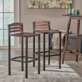 Milos Outdoor Acacia Wood Barstool Set Of 2 Dark Brown Acacia Wood