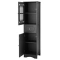 Tall Bathroom Cabinet, Freestanding Storage Cabinet With Drawer And Doors, Mdf Board, Acrylic Door, Adjustable Shelf, Black Black Mdf