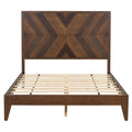 Mid Century Modern Platform Bed Wood Slat Support With No Box Spring Needed,Full, Walnut Box Spring Not Required Full Walnut Wood Bedroom Mid Century Modern Bed Frame Wood