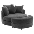 Orisfur. 360 Swivel Accent Barrel Chair With Storage Ottoman & 4 Pillows, Modern Chenille Leisure Chair Round Accent For Living Room, Gray Gray Foam Chenille