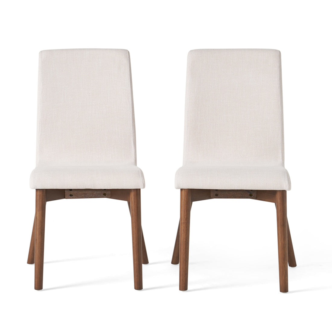 Dining Chair Set Of 2 Light Beige Fabric