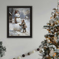 Finishing Touch On The Snowman Black Framed Wall Art For Living Room, Holiday Wall Art Print For Home Decor, Bedroom Wall Art By Jo Moulton Multicolor Wood Paper