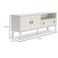 59 Inch Tv Media Entertainment Console, 1 Drawer, 2 Cabinets, Antique White White 50 59 Inches Wood Fabric