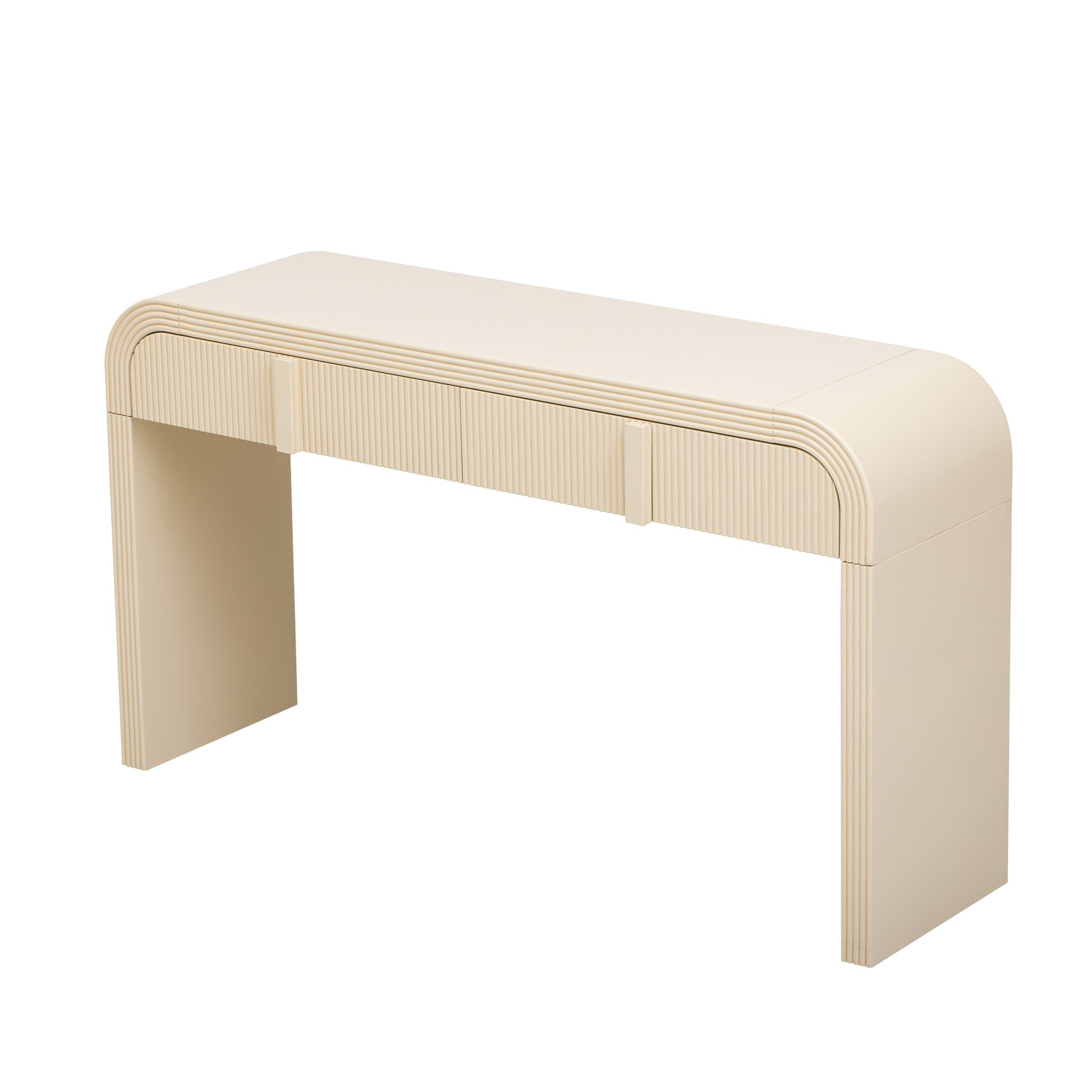 Unique Modern Rounded And Smooth Surface Console Table With 2 Drawers For Living Room And Entryway Apricot Cream Apricot Cream Primary Living Space Drawers Glossy Mdf