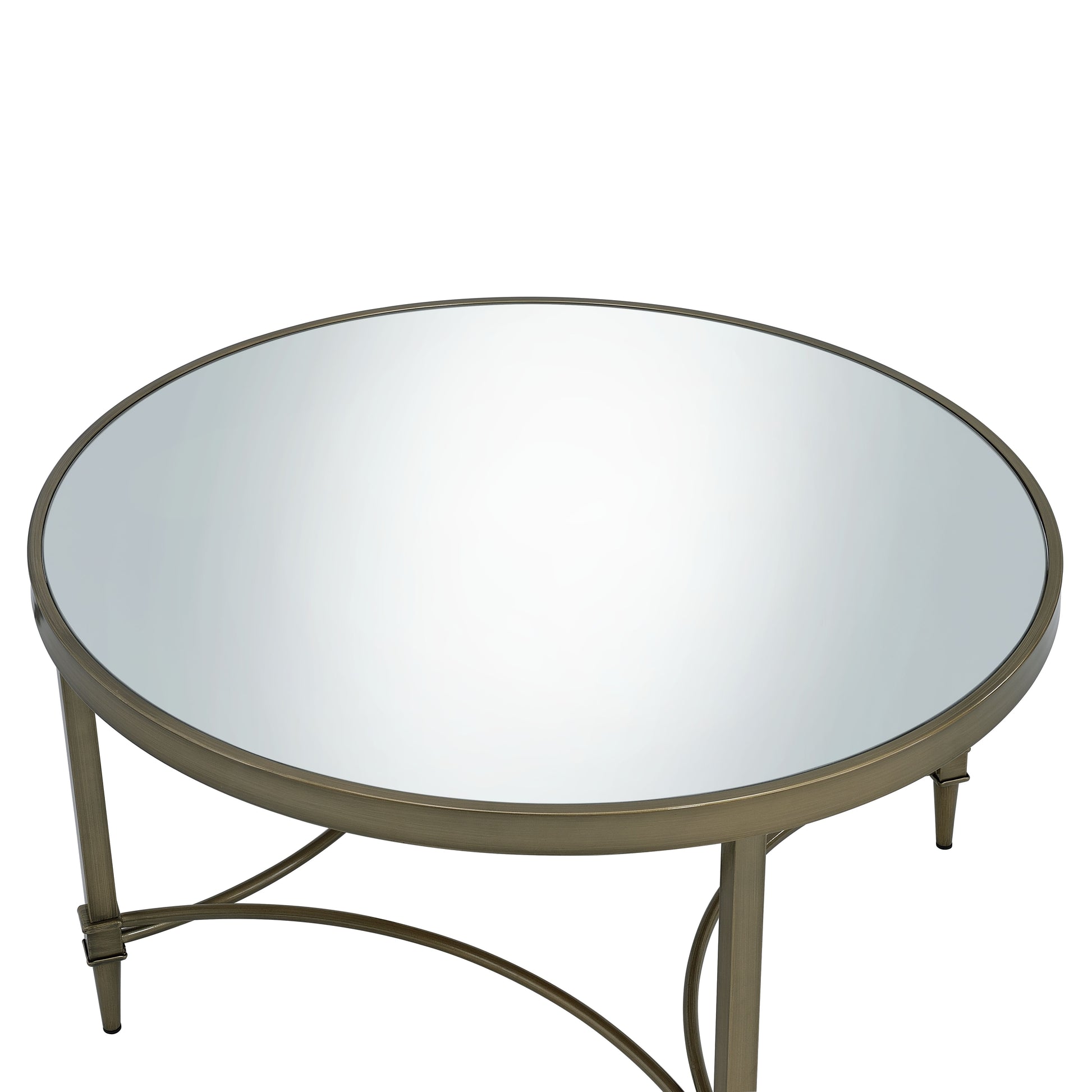 Aditya Coffee Table, Mirrored & Antique Brass Finish Lv02735 Antique Brass Metal