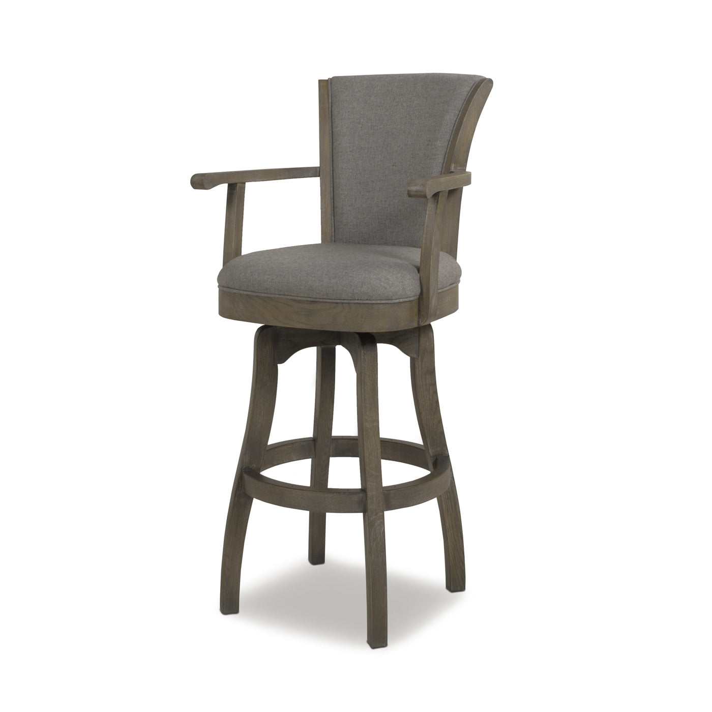 Williams 31In Swivel Bar Stool With Armrests, Heathered Grey Linen Gray Foam Linen