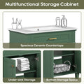 30 Inch Bathroom Vanity With Ceramic Basin, Soft Close Door And Adjustable Shelves Green Bathroom Solid Wood Mdf