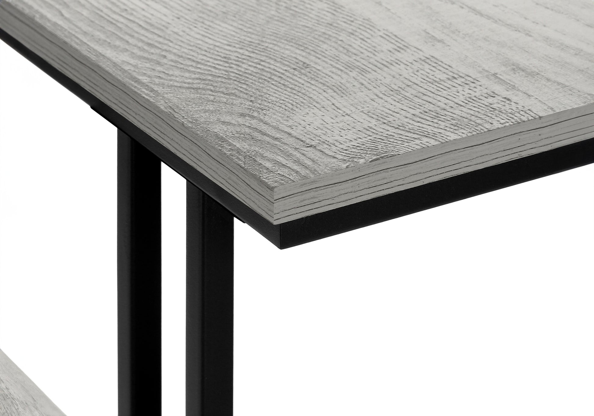 Accent Table, Console, Entryway, Narrow, Sofa, Living Room, Bedroom, Grey Laminate, Black Metal, Contemporary, Modern Grey Metal