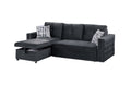 Black Velvet Convertible Sectional Sofa Pull Out Bed Couch Storage Chaise Tufted Reversible 2Pc Sectional Living Room Black Primary Living Space Tufted Back Contemporary,Modern L Shaped Square Arms Velvet 4 Seat