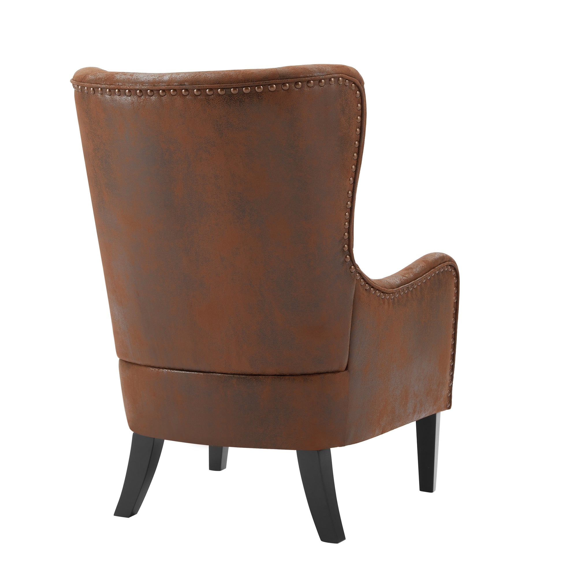 Hi Back Studded Chair,Arm Chair,Living Room,Study And Bedroom ,Set Of 2 Brown Polyester