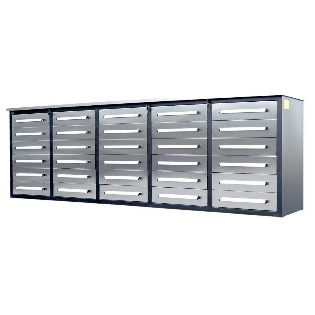 10Ft Storage Cabinet With 30 Drawers Silver Steel