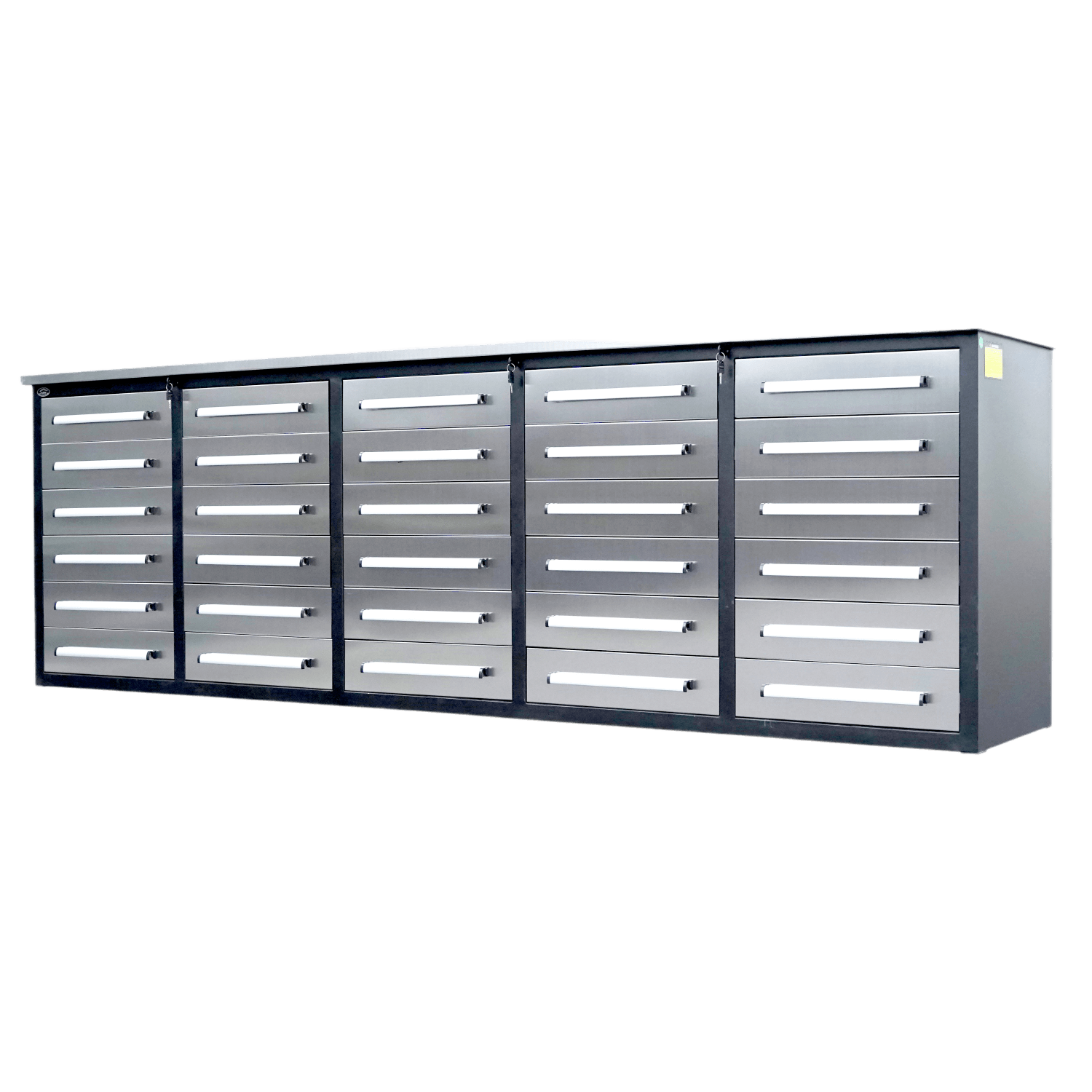 10Ft Storage Cabinet With 30 Drawers Silver Steel