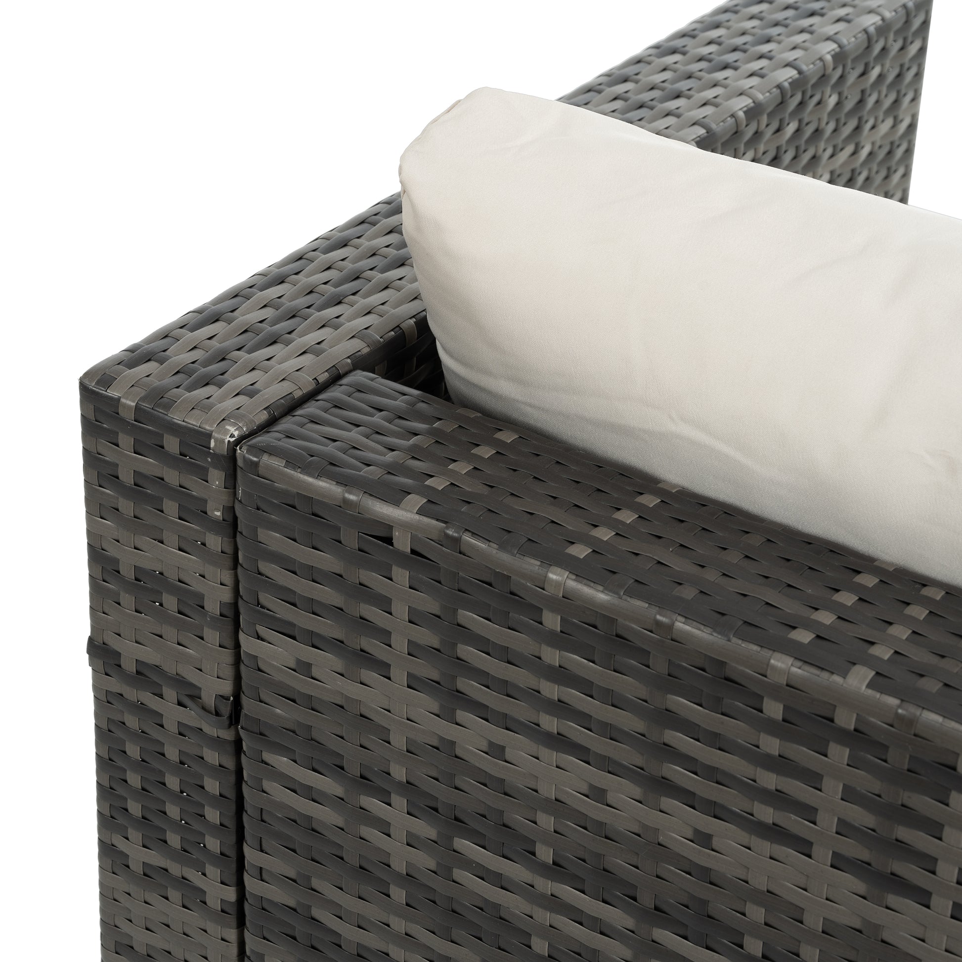 Patio Furniture, Outdoor Furniture, Seasonal Pe Wicker Furniture, 6 Set Wicker Furniture With Tempered Glass Coffee Table Dark Gray Seats 4 Pe Rattan Iron Waterproof Fabric