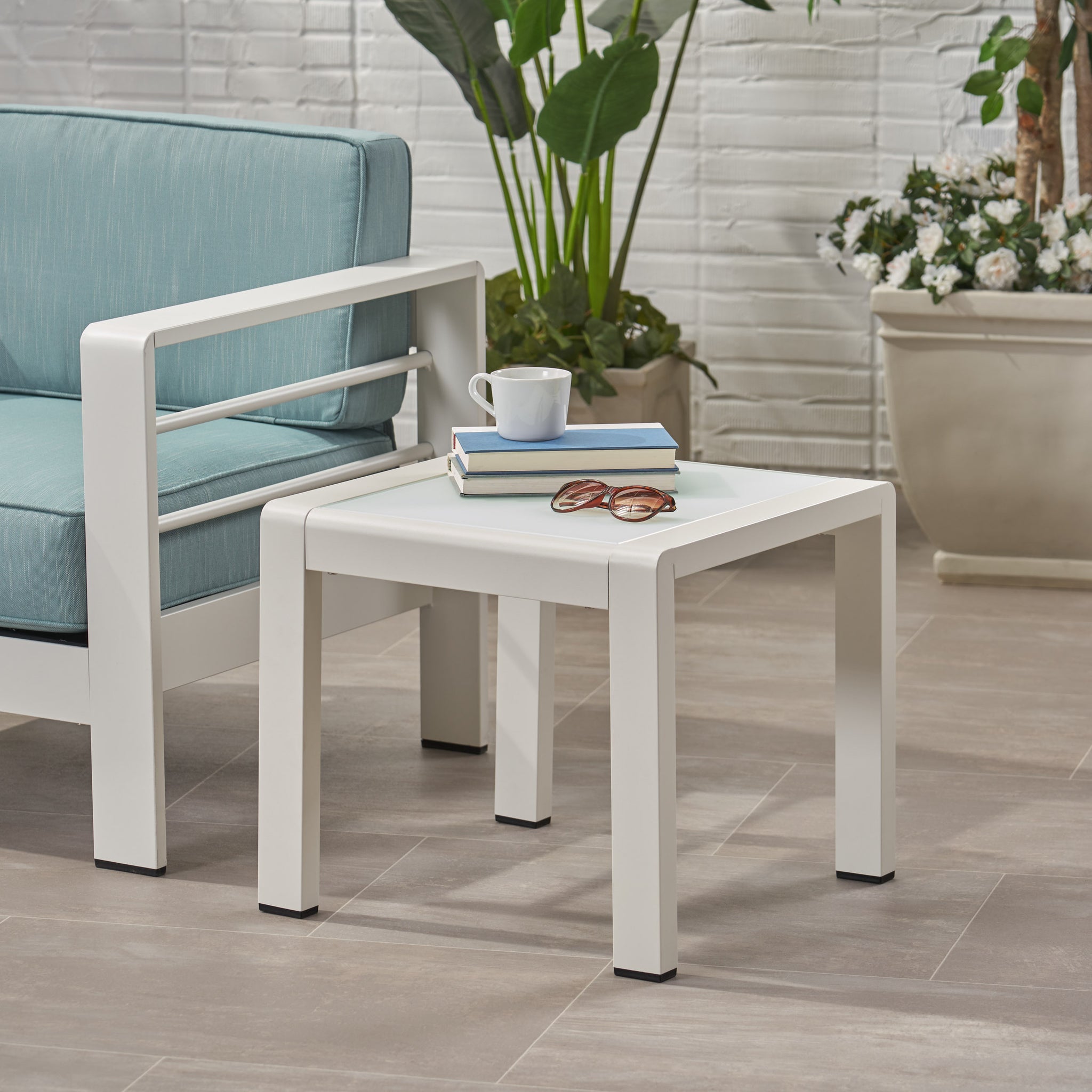 Cape Coral Side Table - White Aluminium