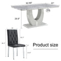 Table And Chair Set, Modern Minimalist Marble Textured Rectangular Dining Table. Suitable For Restaurants And Living Rooms. Soft Cushion Seats.F 1280 Gray Mdf