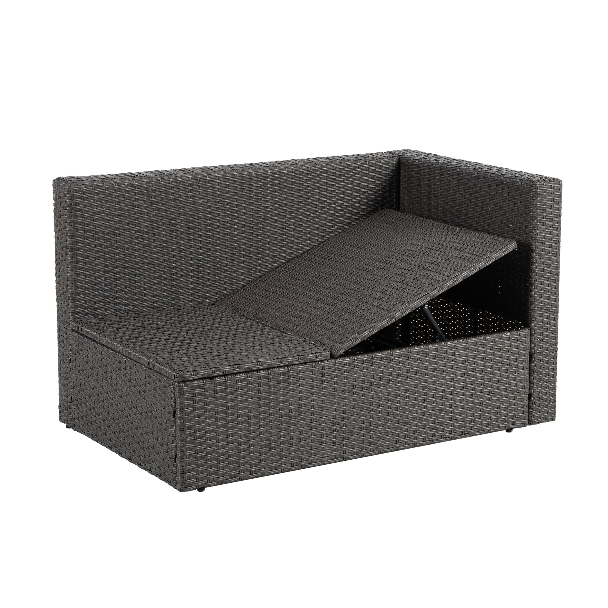 Patio Furniture, Outdoor Furniture, Seasonal Pe Wicker Furniture,7 Pcs Set Wicker Furniture With Lounger Sofa Yes Dark Gray Seats 6 Pe Rattan Iron Waterproof Fabric