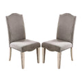 Set Of 2 Fabric Parson Chairs In Gray And Antique White Gray Dining Room Rectangular Dining Chairs Solid Wood Mdf