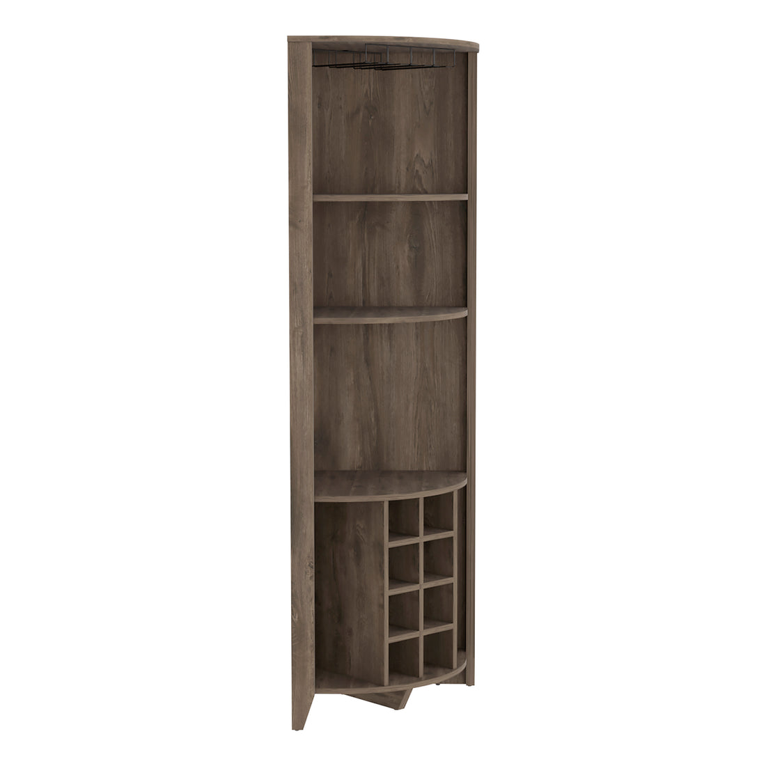 Essential Corner Bar Cabinetthree Shelves, Eight Built In Wine Rack, Two Side Shelves Dark Brown Dark Brown Dining Room Modern Shelves Included Particle Board