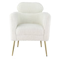 White And Gold Tight Back Accent Chair White Primary Living Space Modern Wood Fabric