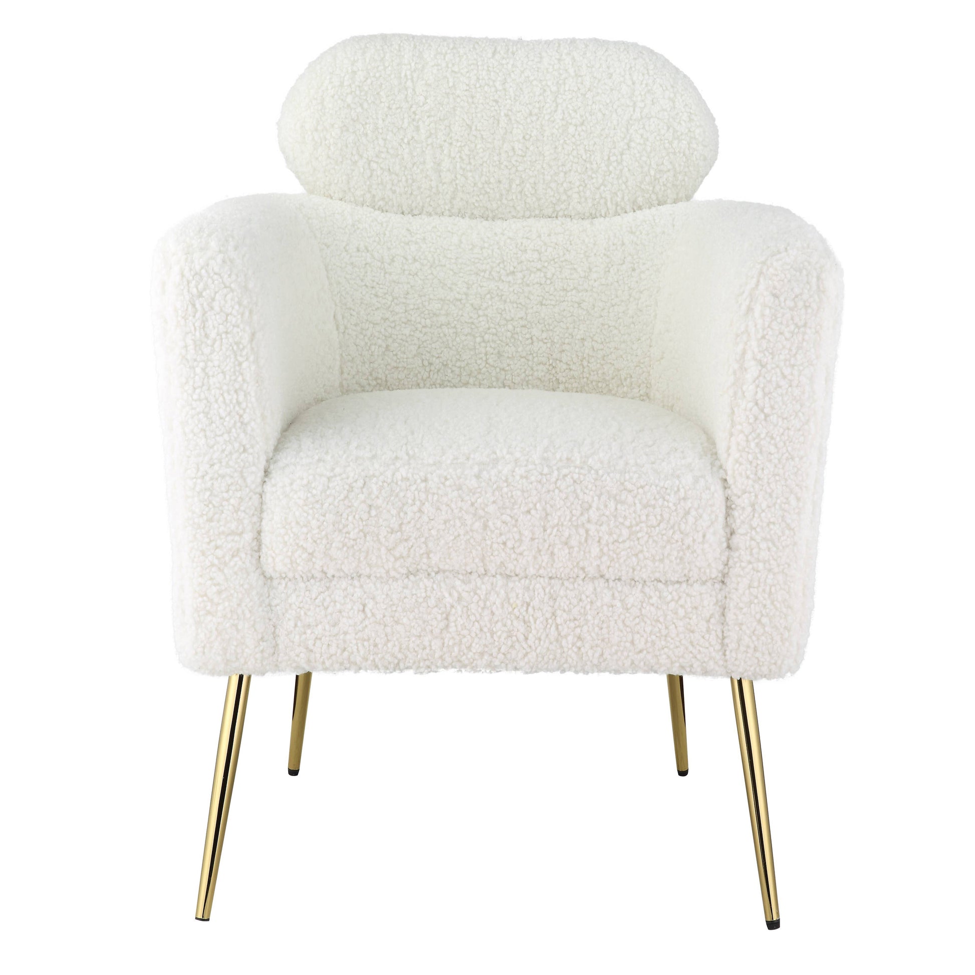 White And Gold Tight Back Accent Chair White Primary Living Space Modern Wood Fabric