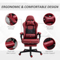 Vinsetto Racing Gaming Chair Diamond Pu Leather Office Gamer Chair High Back Swivel Recliner With Footrest, Lumbar Support, Adjustable Height, Red Red Pu