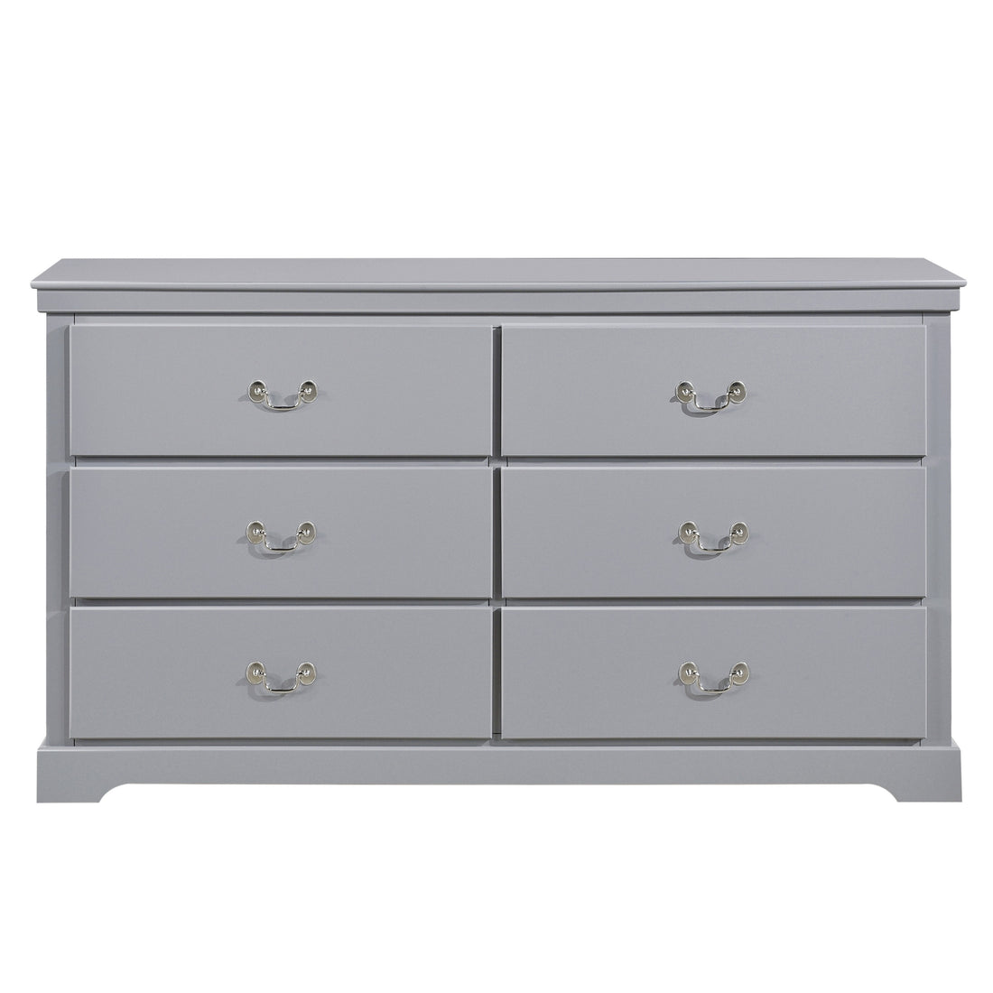 Classic Traditional 1Pc Dresser Of 6 Drawers Gray Finish Bedroom Wooden Storage Furniture Gray Wood