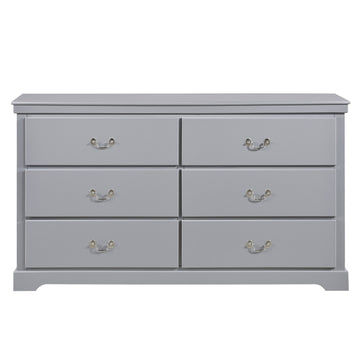 Classic Traditional 1Pc Dresser Of 6 Drawers Gray Finish Bedroom Wooden Storage Furniture Gray Wood