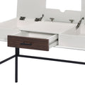 Natural And Black Writing Desk With Usb Port Black Natural Built In Outlets Or Usb Writting Desk Office Industrial Rectangular Drawers Wood Metal