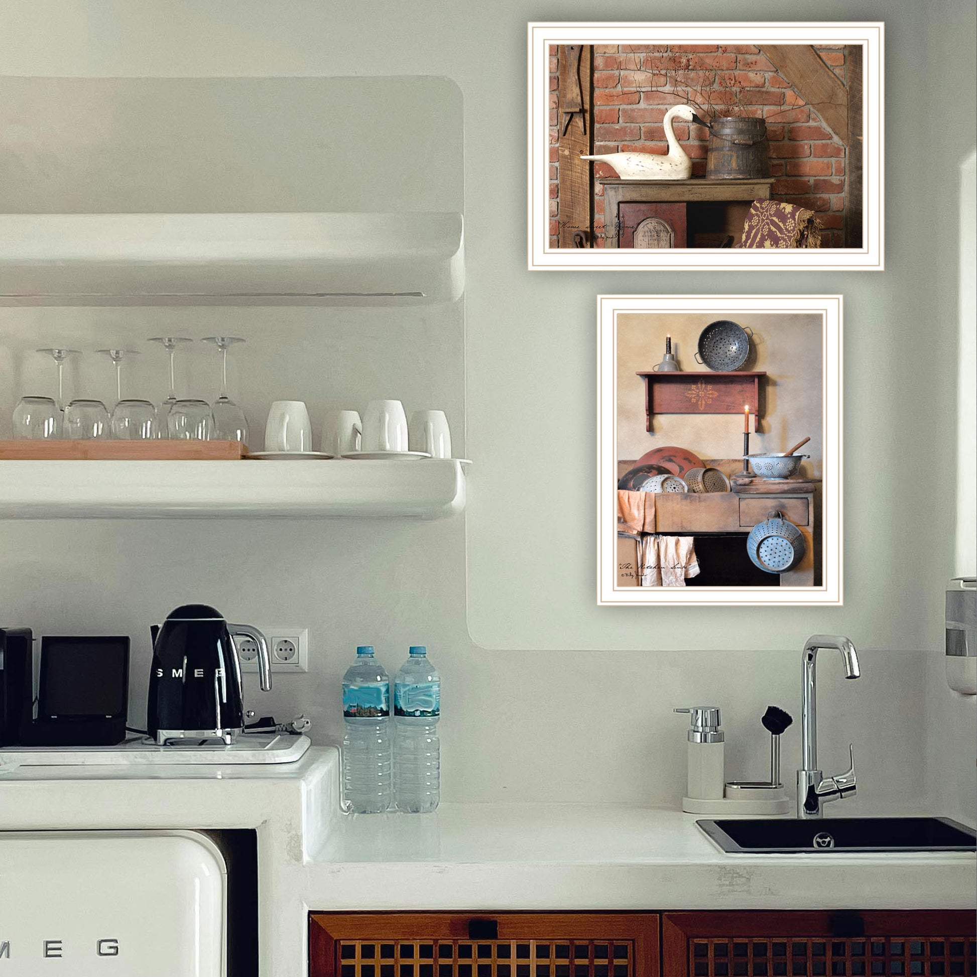 2 Piece Vignette Home Sweet Home White Framed Wall Art For Living Room, Bedroom Wall Art Print For Home Decor By Billy Jacobs Multicolor Wood Paper