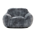 Modern Soft Faux Fur Memory Foam Bean Bag With Armrest, Living Room Lounger Chair, Blue Gray Black Grey Polyester Primary Living Space Soft Modern Memory Foam Polyester