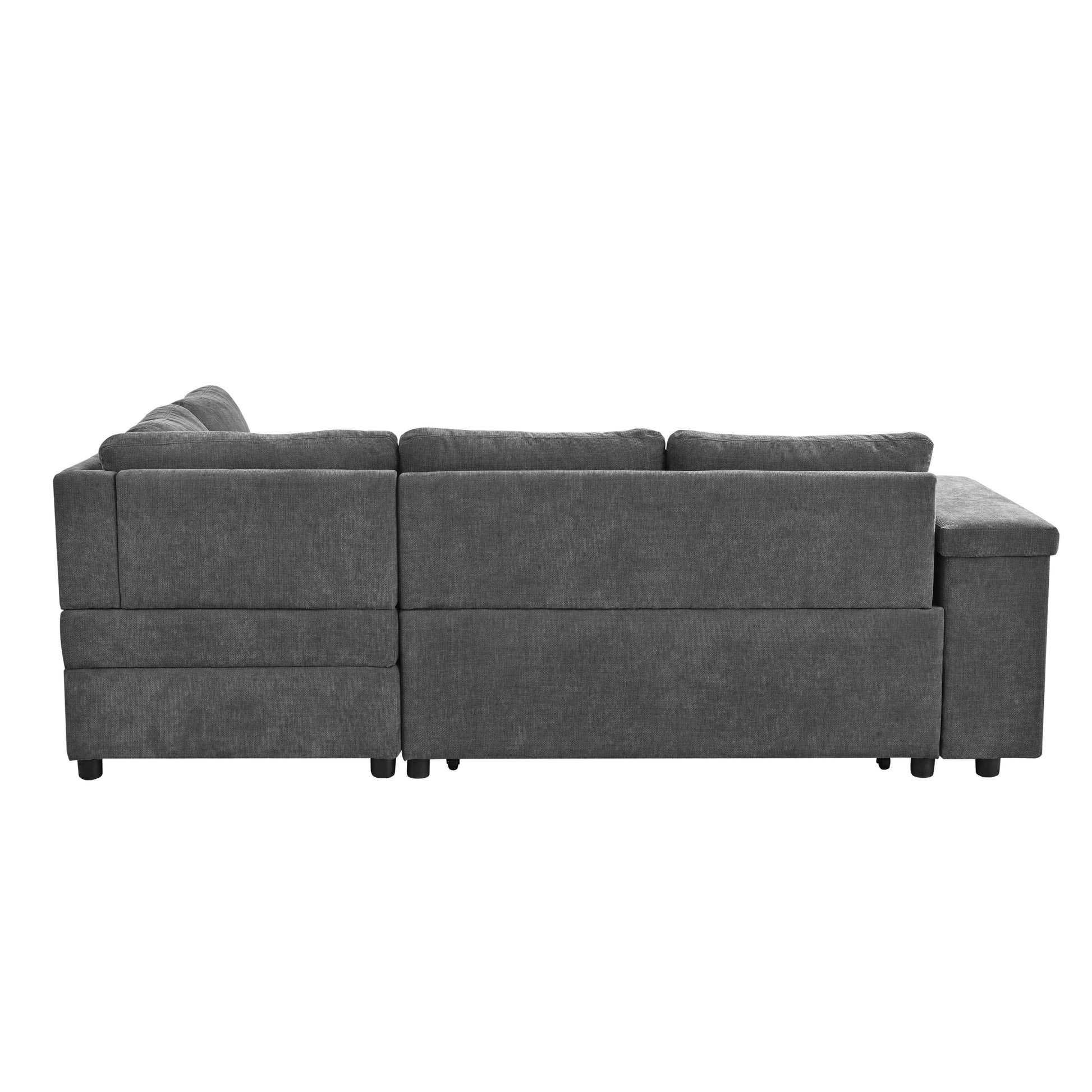 Mirod 91.5 Inch L Shaped Couch With Pull Out Bed And Storage Sectional Sleeper Sofa With Hidden Storagewide Armrest With Storage,For Living Room, Apartment, Bedroom, Office Grey Polyester 3 Seat