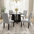 5 Piece Round Dining Table Set, 43 Inch Modern Dining Table And 4 Upholstered Chairs For Dining Room, Kitchen Room, Living Room, Easy Assembly Upholstered Chair Grey Black Dining Room American Design,Farmhouse,Mid Century Modern,Modern Round Round Fabric