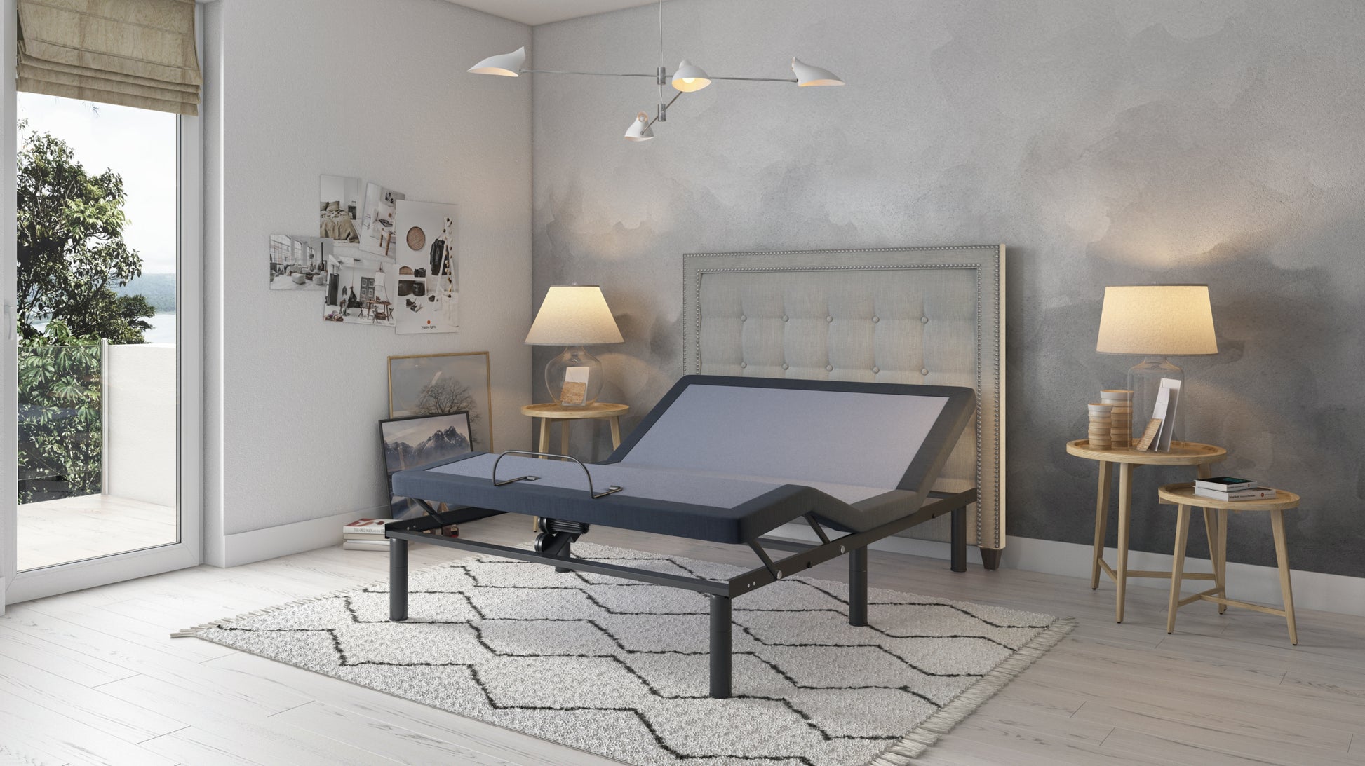 Bt3000 Queen Adjustable Bed Base With Head And Foot Position Adjustment Box Spring Not Required Queen Blue Grey Steel